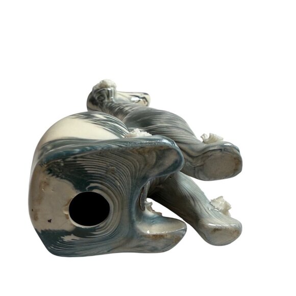 Vintage Kitschy Marble Cake Zoo Spaghetti 7.5" White Gray Poodle Figurine Japan - Picture 6 of 10